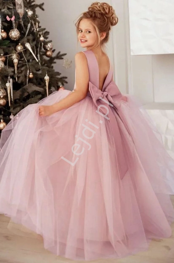 Różowa sukienka dla dziewczynki, wieczorowa sukienka dziecięca 505
